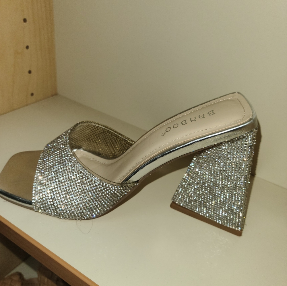 Bamboo Silver Glitter Mules